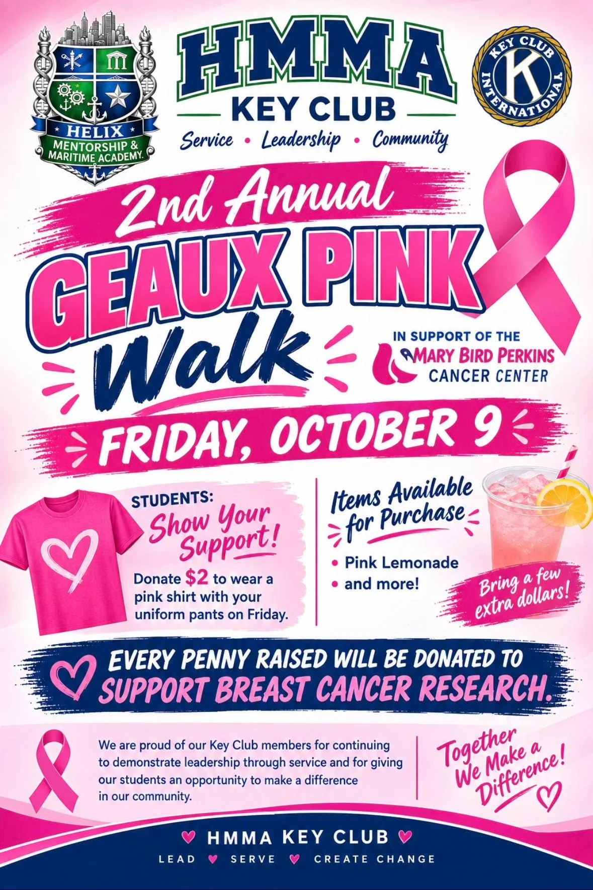 Flyer for HMMA GEAUX Pink Walk